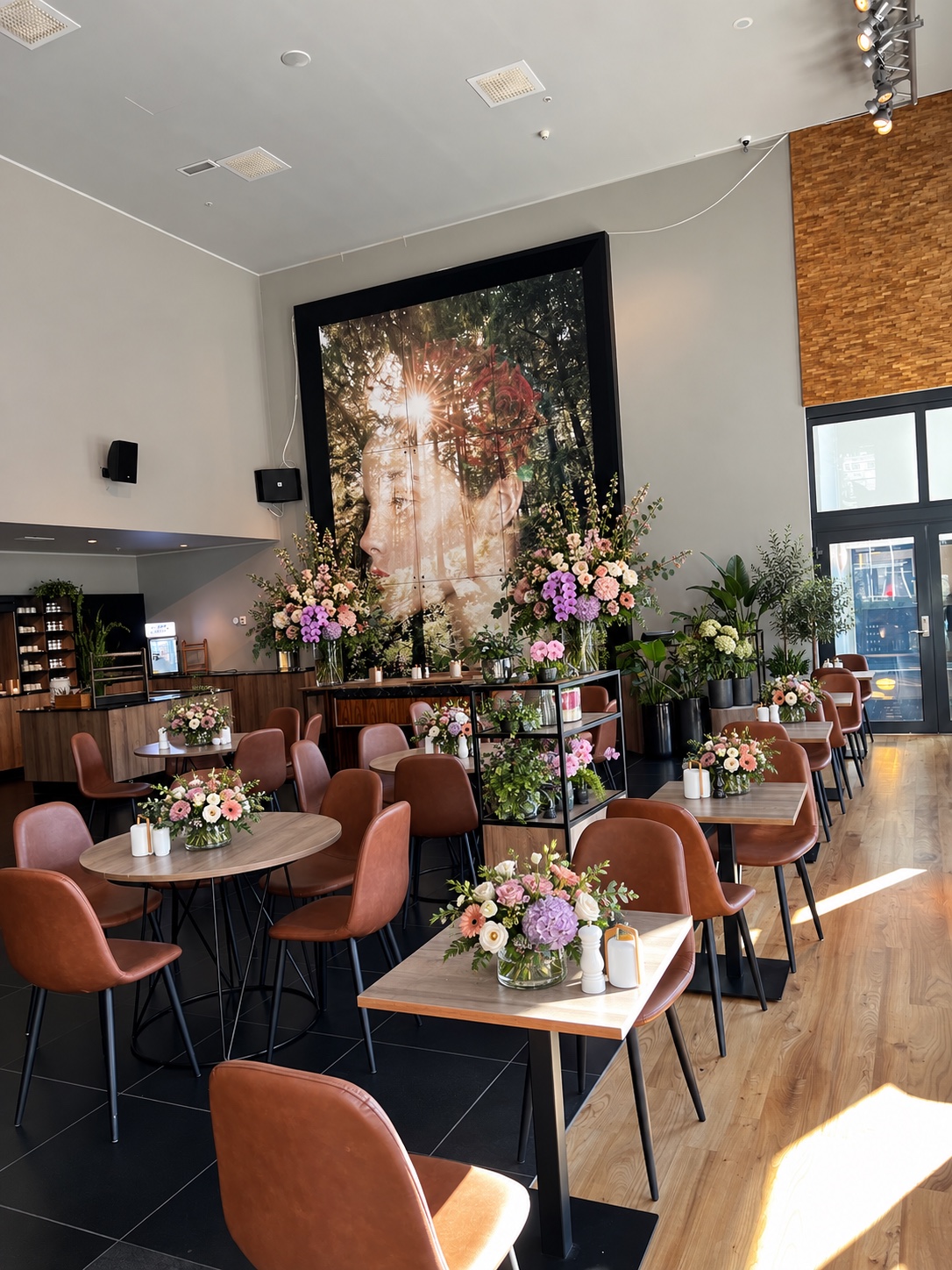 Bedriftslokaler – restaurant med blomster